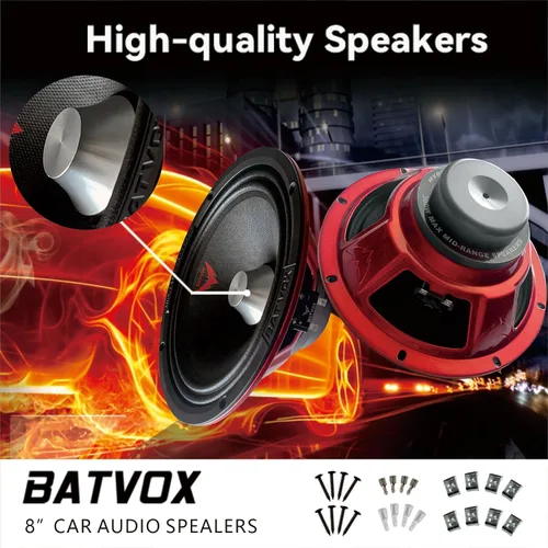Miniatura 2 de MX80S3 - Altavoz de 8 pulgadas de rango medio, 600 vatios, 4 ohmios, cúpula de bala plateada, altavoces de puerta de audio de calidad premium