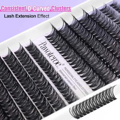 Miniatura 5 de Extensiones de pestañas en racimo Pawotence, 280 unidades, 40D 50D, extensiones de pestañas en racimo, pestañas individuales, 8-16mm