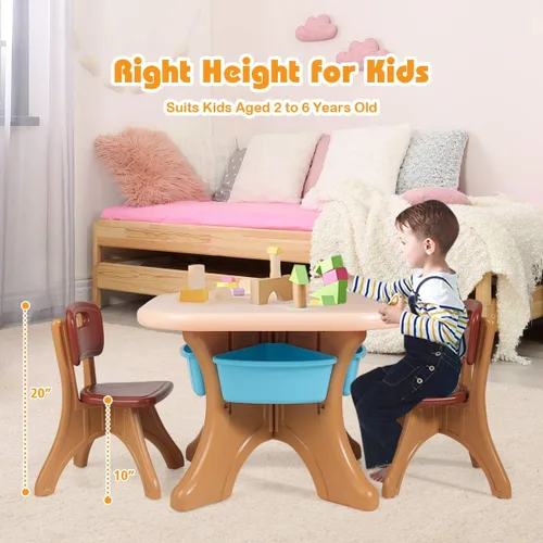 Miniatura 8 de Costzon, juego de mesa y 2 sillas para niños, para arte con cubos de almacenamiento desmontables, fuerte capacidad de carga, livianos, muebles