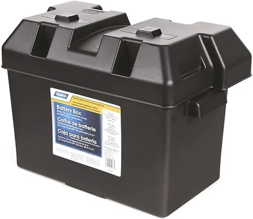 Miniatura 9 de Camco Caja de baterías grande con correas y herrajes - Grupo 27, 30, 31 Almacena de forma segura las baterías de RV, automotriz y marina Mide