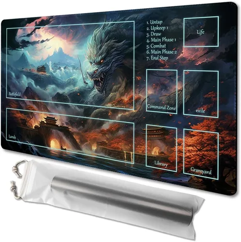 Miniatura 16 de MTG - Tapete de juego tamaño 24 x 14 pulgadas, bolsas de almacenamiento antideslizantes, ideal para entusiastas de los juegos de cartas, tapete