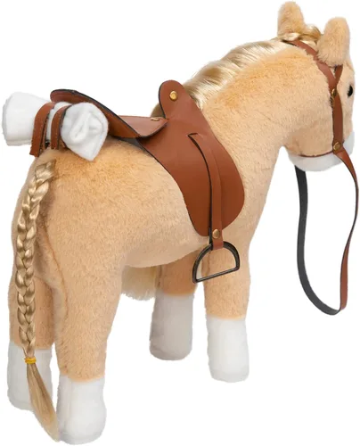 Miniatura 6 de HollyHOME Caballo Palomino de Peluche Animal Bonito Poni Juguete de Peluche Juego de Simulación Caballo 11 pulgadas Beige