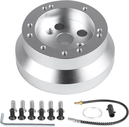 Miniatura 8 de Adaptador de cubo de volante de 5/6 agujeros para camioneta Chevy Cadillac GMC Pontiac, adaptador de volante pulido de aluminio Billet (negro)