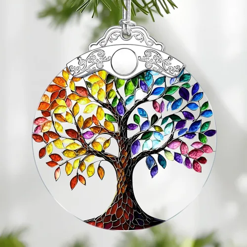 Miniatura 14 de Adorno de Vidrio Manchado de Puesta de Sol en la Playa, Adorno Navideño – Decoración de Árbol de Navidad, Decoración Festiva, Relleno de Calceti