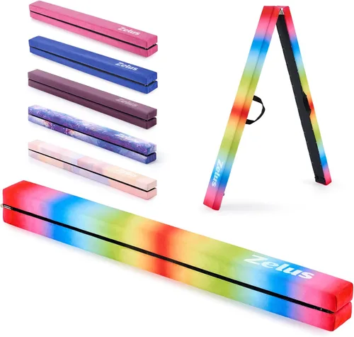 Miniatura 11 de ZELUS Viga de Equilibrio de Gimnasia Plegable de 8', Viga de Equilibrio de Suelo con Asas de Transporte, Base Antideslizante para Niños