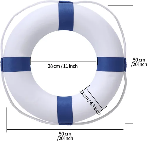 Miniatura 7 de 20 pulgadas / 19.7 in de seguridad para piscina, anillo de tiro de boya - Anillos de espuma de natación para decoración de pared de piscina Azul 20