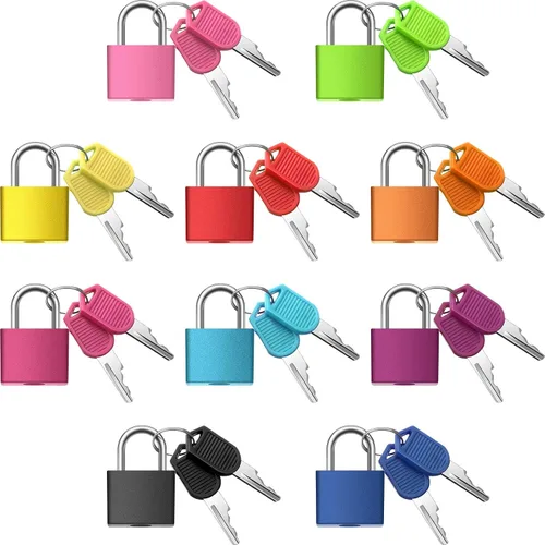 10 cerraduras para maleta de 1.25 pulgadas con llaves, candado multicolor con llave, candado de metal pequeño para equipaje, candados con llave para