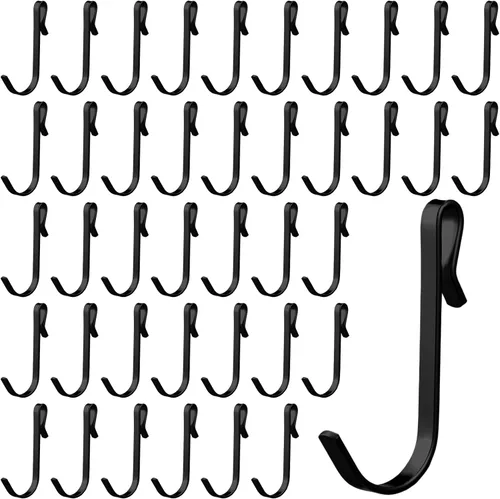 Lyrow 40 ganchos en J para estantes de alambre de acero inoxidable con clip en estante de alambre de metal para colgar en rejilla de fregadero para
