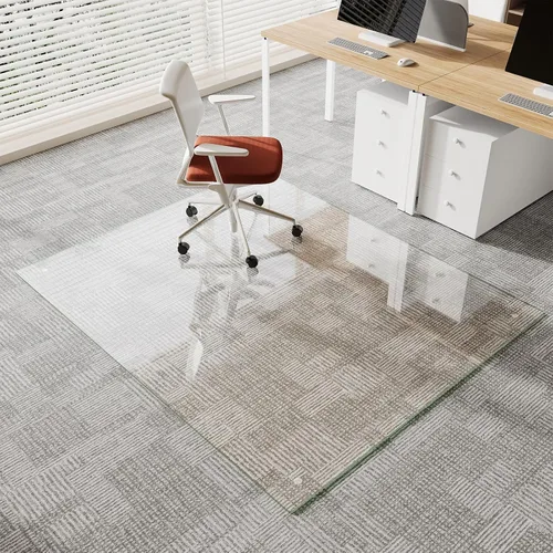 Miniatura 17 de Koonmi Tapete de cristal para silla de alfombra, 36 x 48 pulgadas, tapete de vidrio templado para silla de oficina, tapetes de vidrio con bordes