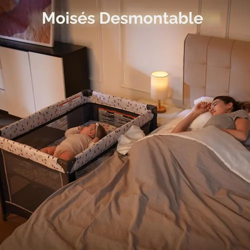 Miniatura 7 de Pamo Babe Empaca y juega con el moisés, corral portátil para bebé Gris