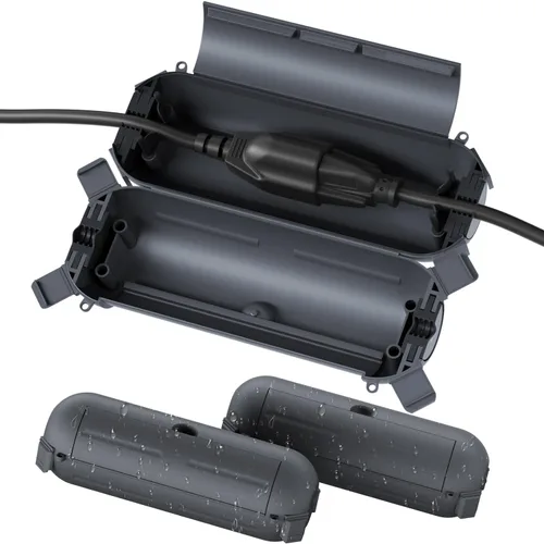 Miniatura 28 de Flemoon [Paquete de 3] Cubierta de cable de extensión para exteriores, impermeable, resistente a la intemperie, caja de conexión eléctrica