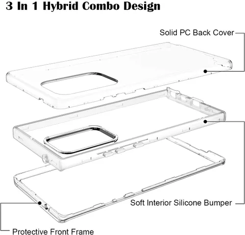 Miniatura 4 de WeLoveCase Galaxy Note 20 Ultra Clear 3 en 1 Carcasa Completa de Cuerpo Entero Resistente a Prueba de Golpes con Parachoques de TPU, 6.9 pulgadas