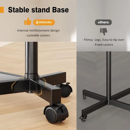 Miniatura 5 de Hemudu - Soporte de TV móvil para televisores de pantalla plana LCD LED de 23 a 60 pulgadas, carrito de TV con capacidad de hasta 77 libras, soporte