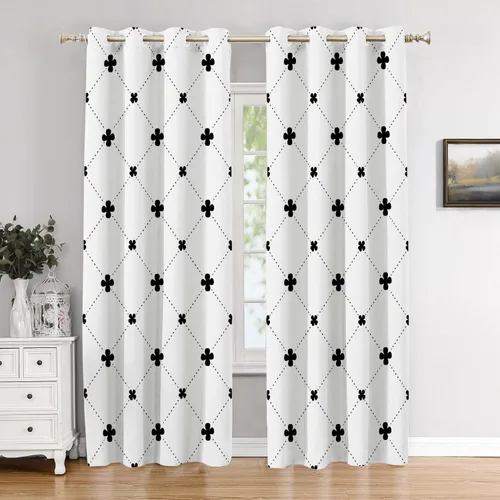 Miniatura 121 de Cortinas opacas de poliéster multicapa para cafetería, con diseño de diamantes, 2 unidades, 26 x 24 pulgadas