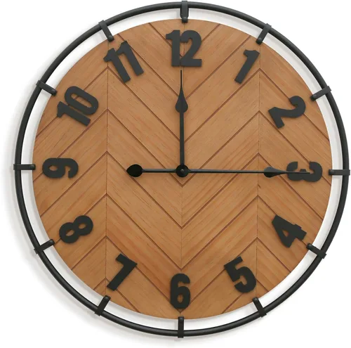 Miniatura 8 de Micasso Reloj de pared grande de 27 pulgadas, silencioso, sin tictac, decoración de pared de madera rústica y metal, reloj decorativo antiguo