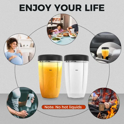 Miniatura 34 de Vasos de licuadora de repuesto para licuadora Nutribullet de 18 onzas con tapa, compatible con Nutribullet 600 W 900 W licuadora exprimidor