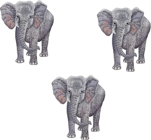 Miniatura 4 de Elefante realista, animales, bordado, parche para planchar (elefante - 1 pieza)