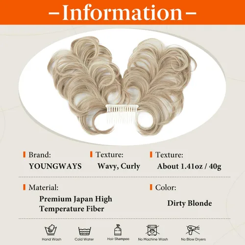 Miniatura 87 de Postizo de Cabello de Moño Desordenado Peine Lateral Clip en Moño de Cabello Postizo para Mujeres Corto Natural Liso Estilos Versátiles Ajustables