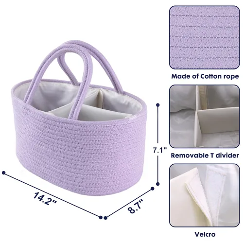 Miniatura 66 de Organizador de pañales para bebé con cuerda de algodón para niña o niño, cesta de almacenamiento portátil para guardería, bolsa de transporte
