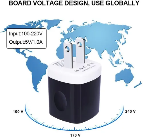 Miniatura 3 de UorMe - Adaptador de pared, paquete de 10 unidades, cargador de un solo puerto de 1A, 5 V, enchufe USB, caja de bloque de carga, compatible con Negro