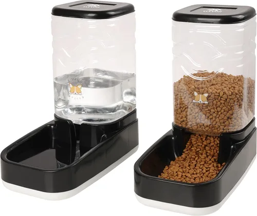 Elevon Comedero Automático para Gatos, Juego de Cuenco Dispensador de Comida y Agua por Gravedad para Perros Pequeños y Medianos, Comedero para