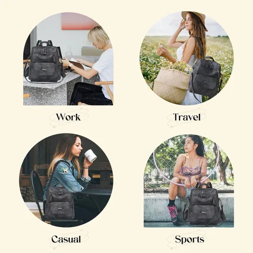 Miniatura 4 de Bolso tipo mochila para mujer, pequeño, de cuero impermeable antirrobo, bolsos de hombro para damas