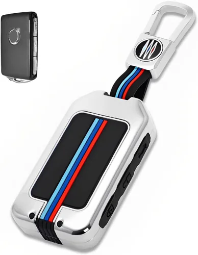 Funda de metal para llavero Volvo compatible con XC60 XC90 XC40 S60 S90 V60 V90 (VOB-plateado)