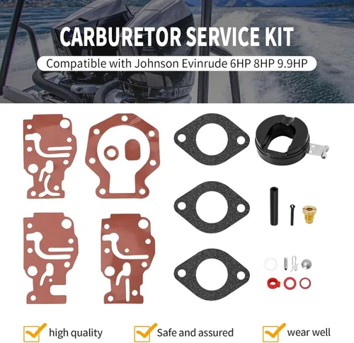 Miniatura 4 de Kit de reparación de carburador de repuesto para Johnson Evinrude Carb 439073 431897 18-7219 6 8 9.9 15 20 HP