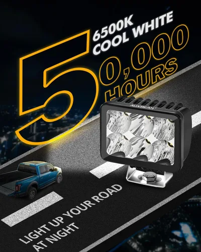 Miniatura 3 de Auxbeam - 2 unidades de luces LED de 3 pulgadas, luz de trabajo todoterreno de 60 W, luz de foco cuadrado, luz de conducción LED, luz de parachoques