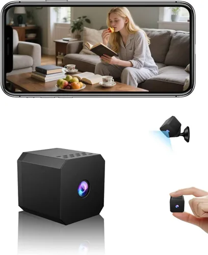 Mini cámara inalámbrica - Cámara de niñera WiFi de 1080p con visión nocturna, zonas de movimiento personalizadas, fácil configuración Bluetooth,