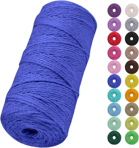 Miniatura 15 de Cuerda de yute natural de 0.079 pulgadas y 328 pies para manualidades, cuerda de yute de colores de 3 capas para envoltura de regalos, jardinería