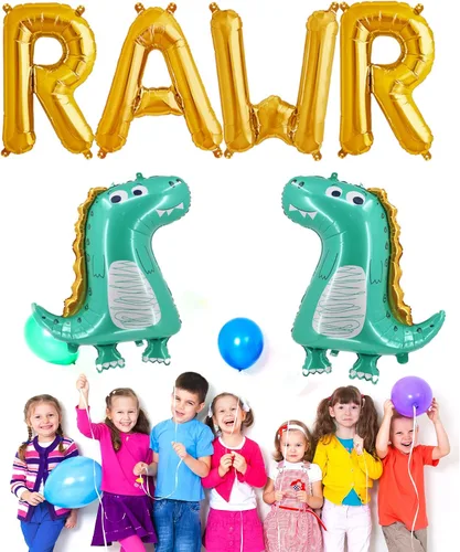 Miniatura 3 de Rawr - Globos de dinosaurio 2 globos grandes de dinosaurio para decoración de fiesta de cumpleaños de bebé