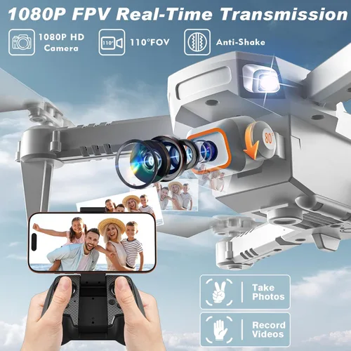 Miniatura 3 de Mini dron para niños, drones con cámara para adultos, dron para niños con control de gestos, inicio/aterrizaje con una tecla, volteretas 3D, vuelo