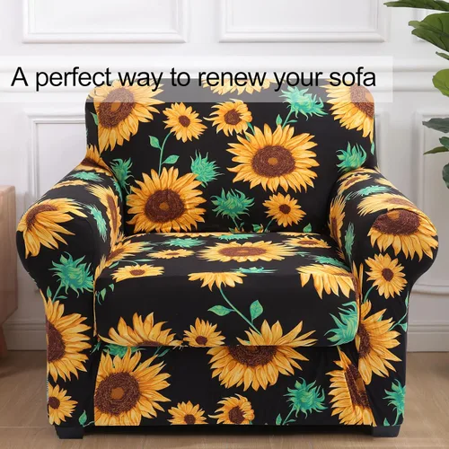 Miniatura 8 de hyha Fundas para sofá, fundas para silla/sofá, diseño floral, elásticas, estampadas, 2 piezas, funda para sillón, funda de cojín separada para sofá