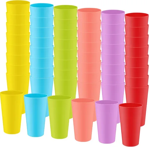 Miniatura 8 de Uiifan 54 vasos de plástico de 18 onzas reutilizables para vasos de verano, aptos para lavavajillas, apilables, irrompibles, grandes para cocina