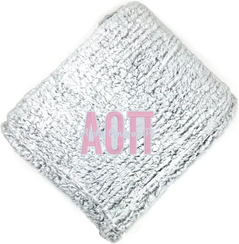 Miniatura 12 de Go Greek Chic Alpha Chi Omega - Manta de sherpa bordada (azul marino)