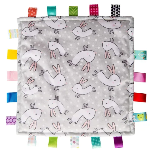 Taggies Lovey for Baby - Manta de seguridad original y cómoda con etiquetas sensoriales, 12 x 12 pulgadas, conejitos