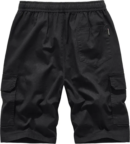 Miniatura 6 de VtuAOL Pantalones cortos cargo para mujer, cintura elástica, cómodos, de algodón, holgados