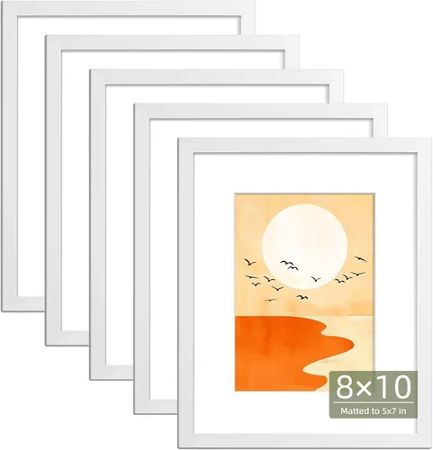Miniatura 9 de HappyHapi Juego de 5 Marcos de Fotos de 4 x 6 Pulgadas, Marcos Negros para Mostrar Fotos de 3.5 x 5 Pulgadas con Alfombrilla o 4 x 6 Sin Ella, Juego