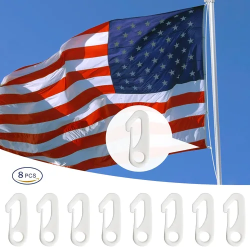 Miniatura 7 de NQ Ganchos de nailon duradero para asta de bandera, accesorio para mástil de bandera – Fija ganchos de banderas a la cuerda del patio y abrocha