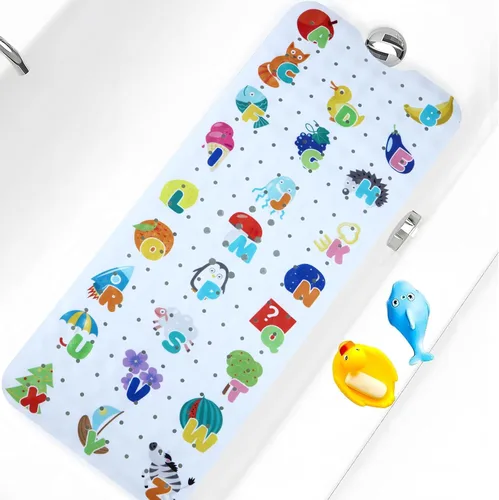 Tapete de Baño para Bebé para Bañera Antideslizante para Niños, Tapete de Bañera Extra Largo de 40X16 Pulgadas, Tapete de Baño y Ducha para Niños