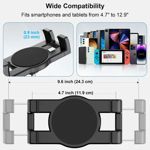 Miniatura 5 de Soporte de aluminio resistente para tableta, tablero de instrumentos para camión, vehículo, escritorio, pared, soporte ajustable de 360° para iPad