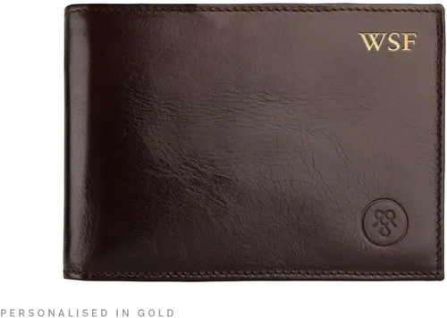 Miniatura 9 de Maxwell Scott Mens Luxury Leather Trifold Wallet The Gallucio Handmade In Italy Dark Chocolate Brown