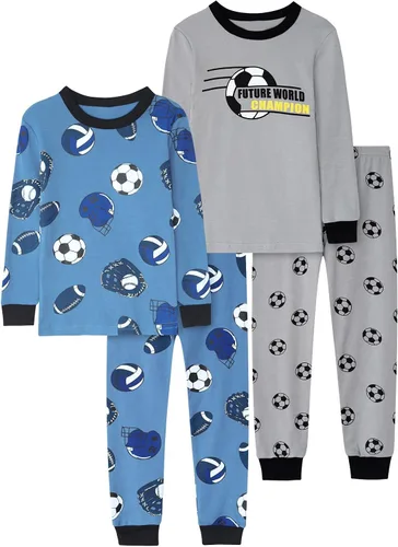Miniatura 6 de Pijamas de algodón de 4 piezas para niños, conjunto de pijamas de Navidad y Halloween para niños