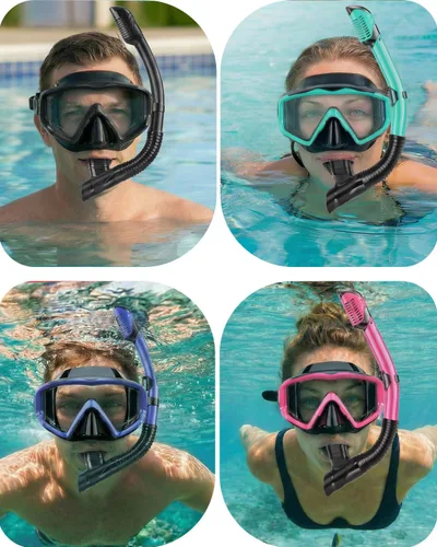 Miniatura 9 de Equipo de esnórquel para adultos, jóvenes y niños, juego de máscara de esnórquel, máscara de buceo, gafas de natación, máscara de buceo, a prueba