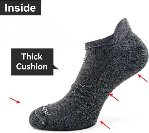 Miniatura 4 de Socks Daze Paquete de 36 calcetines deportivos de lana merina para hombre y mujer, para correr al tobillo, suaves, gruesos, acolchados