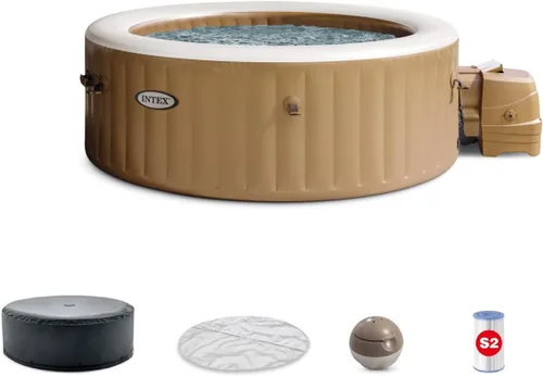 INTEX 28425EH PureSpa - Juego de spa de masaje de burbujas para exteriores, inflable y portátil, incluye cubierta de spa de eficiencia energética,
