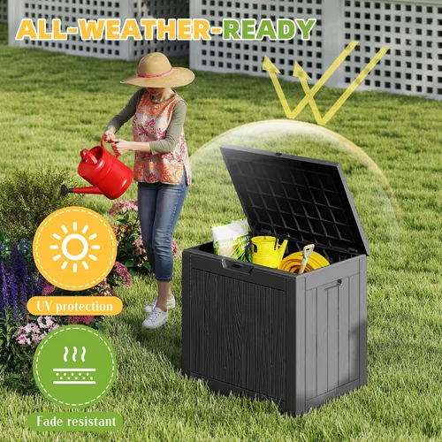 Miniatura 3 de Caja de almacenamiento para exteriores de 30 galones, impermeable, caja de resina para terraza, con cerradura, para muebles de patio, jardín