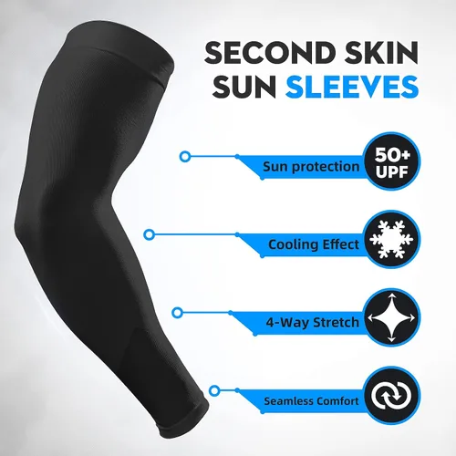 Miniatura 2 de GOUNOD Arm Sleeves for Men and Women,Black White Compression Sleeve to Cover Full Arms
