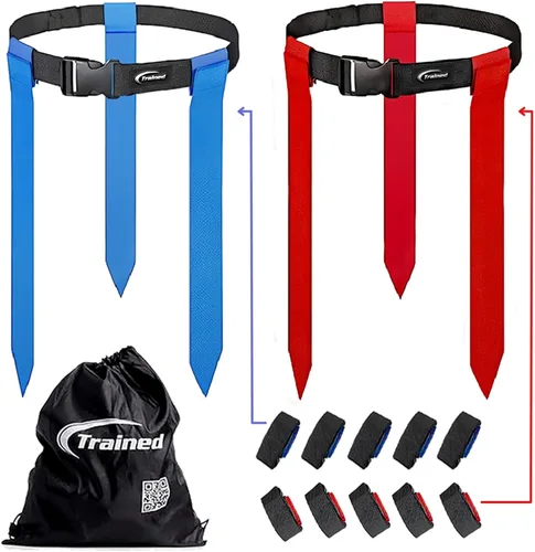Miniatura 12 de Trained Cinturones de fútbol con bandera de hombre, juego de fútbol con bandera ajustable para equipos deportivos, entrenamiento y competencia